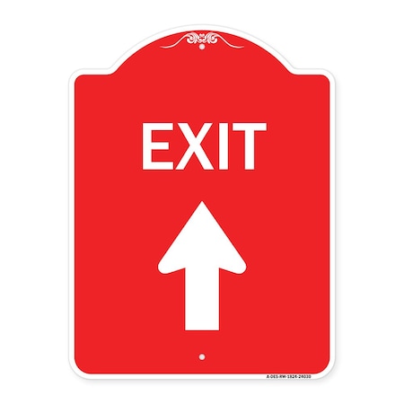 Designer Series Exit Exit With Up Arrow, Red & White Aluminum Architectural Sign